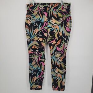 Terra & Sky Black Tropical Floral Print Leggings Pants Women 1X 16W-18W